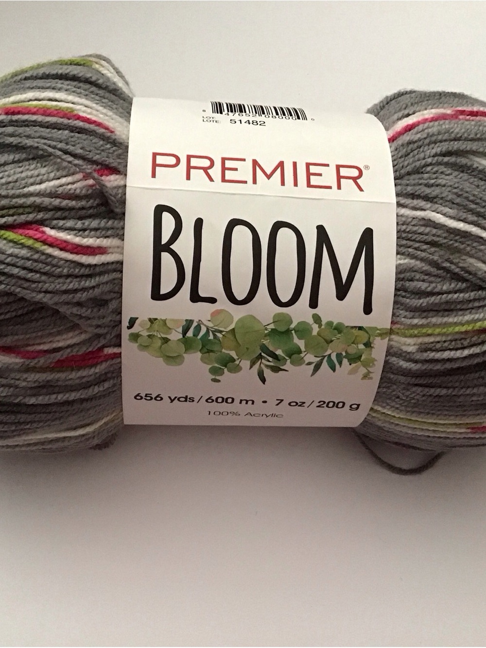 Premier Gray Acrylic Yarn with Pink & Lime Highlights 7oz Soft Weight 3
